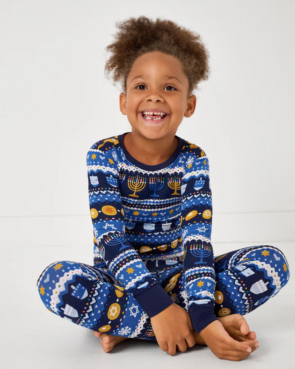 Hanukkah Fair Isle Two-Piece Pajama Set | Little Sleepies