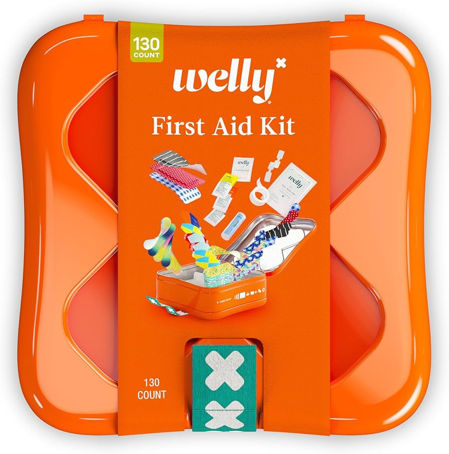 Welly First Aid Kit - Adhesive Flexible Fabric and Waterproof Bandages, Tape Non-Stick Pads, Butt... | Amazon (US)