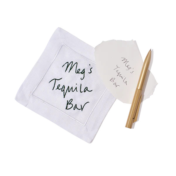 Handwritten White Linen Coaster | Not Another Bill