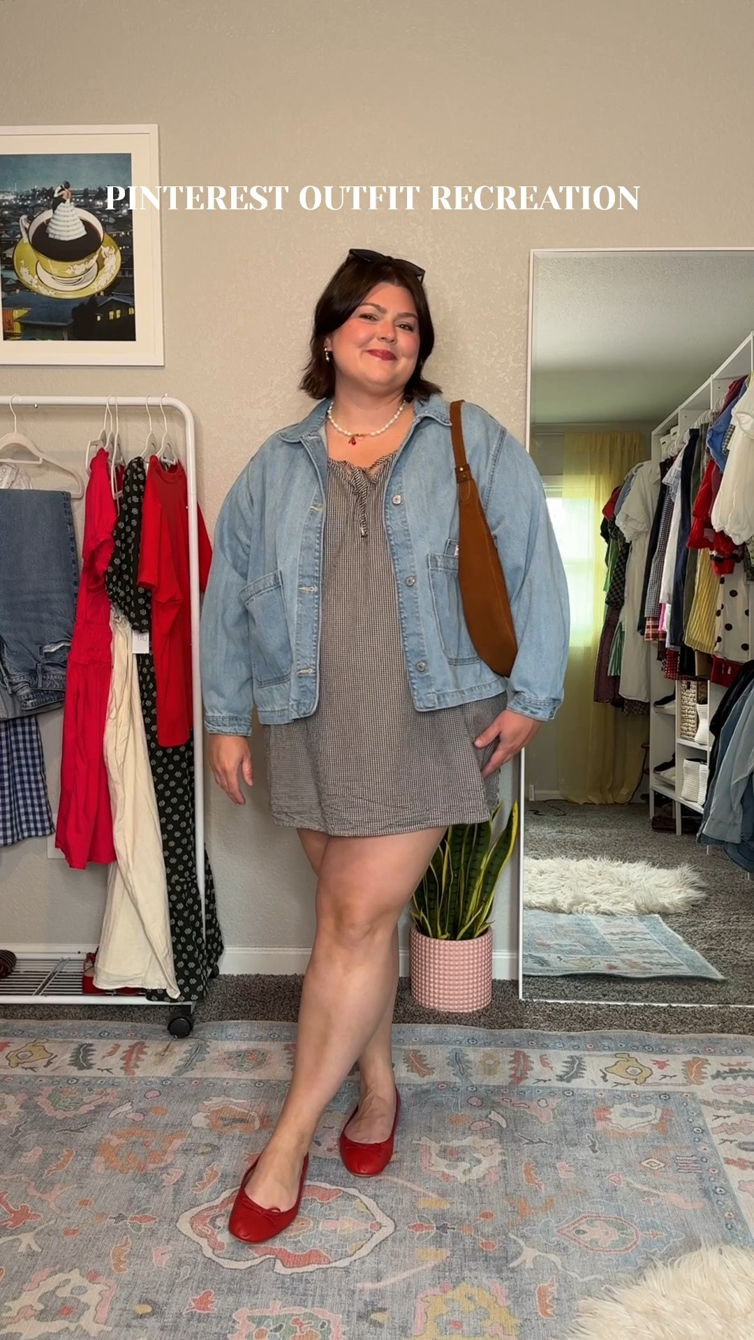 Gingham dress, jean jacket, red flats: the outfit that lives in your Pinterest summer board and somehow actually works in real life. Classic without being boring, and the red flats are doing exactly what red flats always do, making everything feel more intentional. 

.
#LTKstyletip #LTKfindsunder100 #LTKshoecrush #ginghamdress #jeanjacket #redflats #summeroutfit #summerstyle #pinterestoutfit #pinterestfashion #outfitinspo #ootd