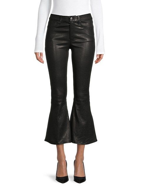 Frame Lamb Leather Cropped Flare Pants on SALE | Saks OFF 5TH | Saks Fifth Avenue OFF 5TH