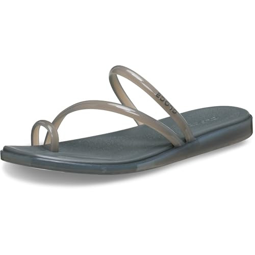 Crocs Womens Miami Toe Loop Sandal Carbon Jelly 5 Medium | Amazon (US)