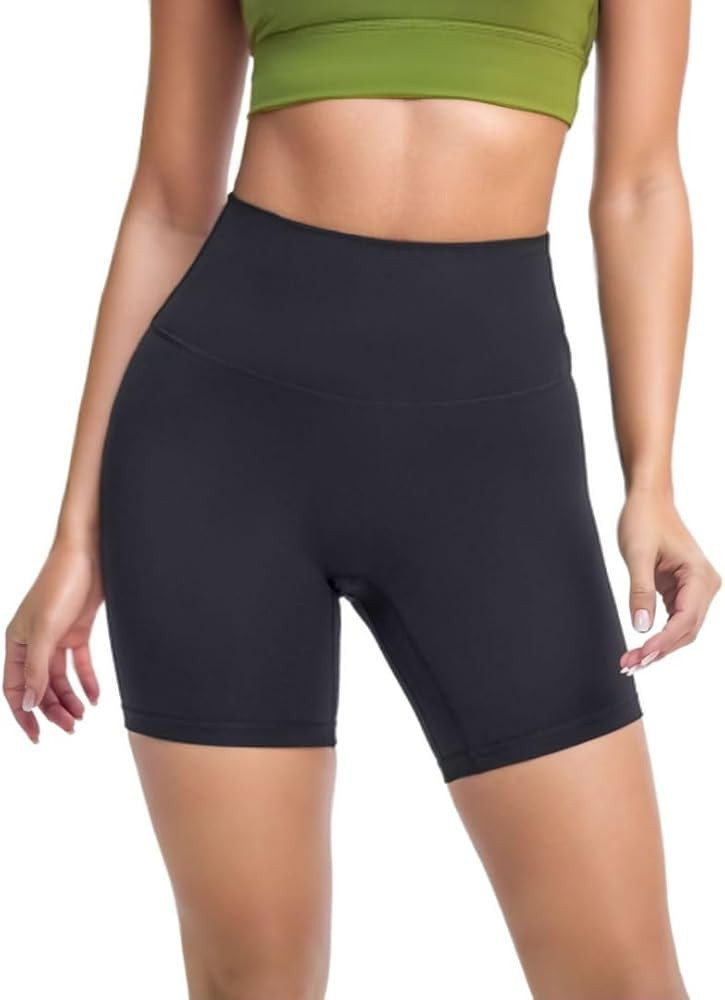 Yoga Shorts with Tummy Control No Front Seam High Waist Booty Athletic Workout Gym Biker Running ... | Amazon (US)
