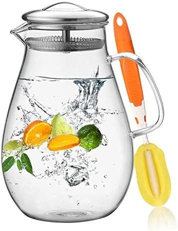 Hiware 64 Ounces Glass Pitcher with Lid / Water Pitcher with Handle - Good Beverage Carafe Pitche... | Amazon (US)