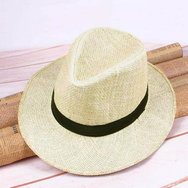 New Summer Men Straw Panama Hat Handmade Beach Cap Travel Sunhat | Walmart (US)