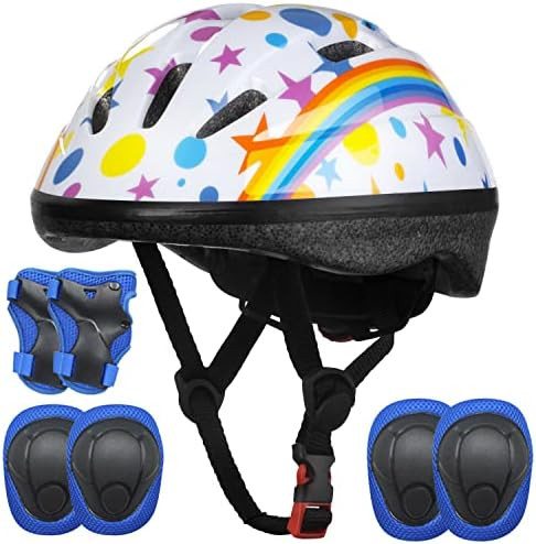 Asslen Kids Bike Helmet Suitable for Ages 3-8 Years Boys Girls, Adjustable Toddler Helmet with Knee  | Amazon (US)