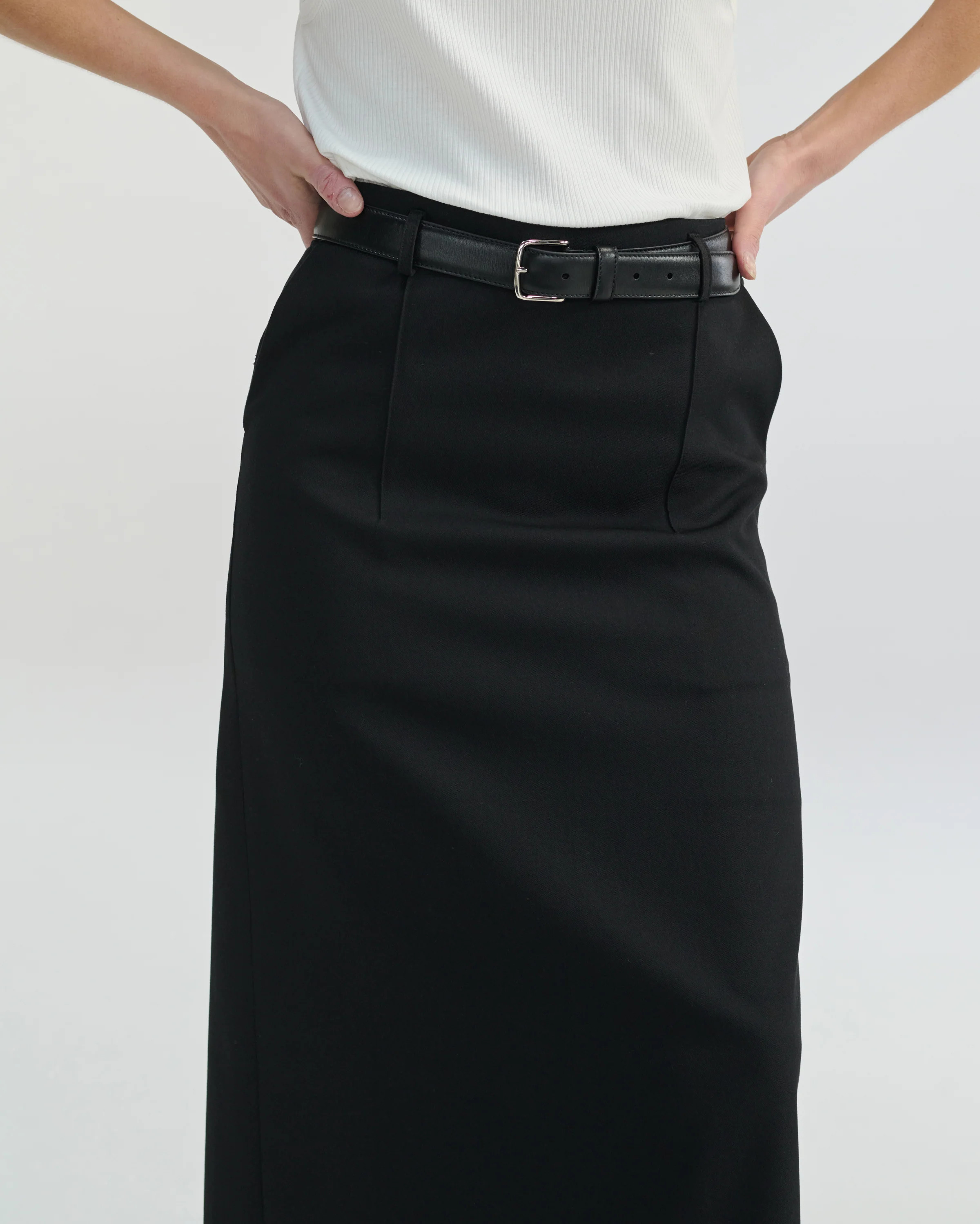 Back Slit Midi Skirt | Almina Concept