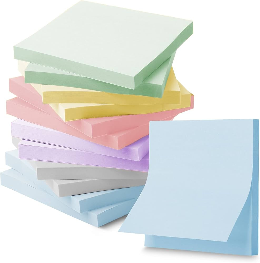 Mr. Pen- Bulk Sticky Notes, Morandi Colors Self-Stick Aesthetic, Colorful, 3”x3”, 12 Pads | Amazon (US)