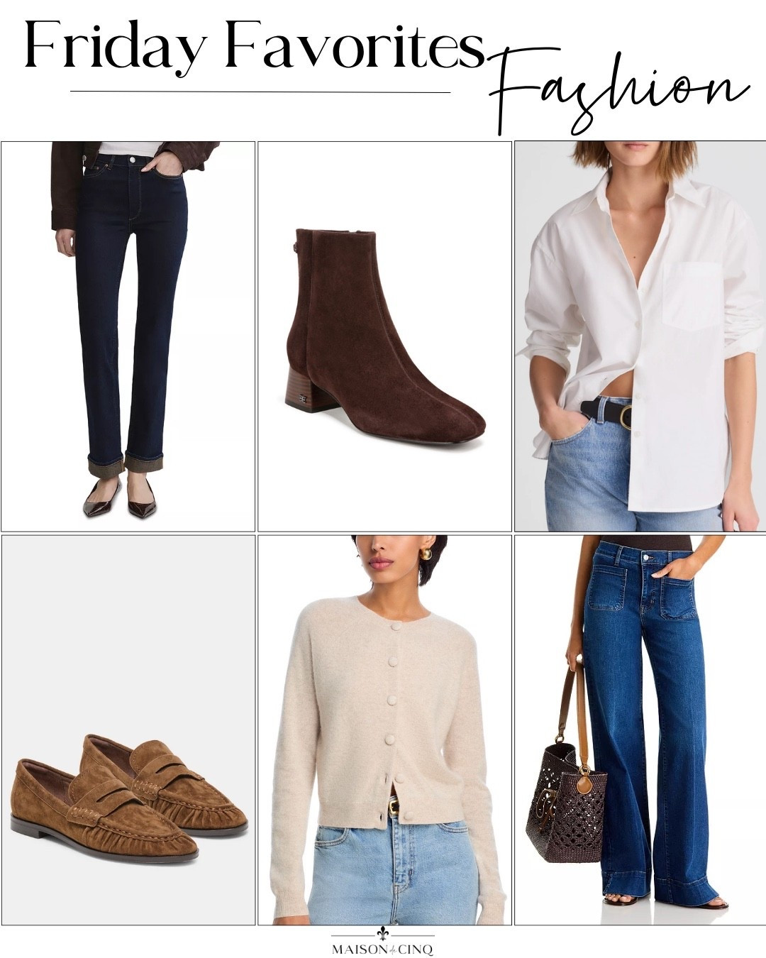 So many great finds on this week’s Friday favorites like designer denim I love 25% off, the perfect button up shirt, my fave ankle boots and more!(


Fall fashion, fall outfit, fall shoes, fall boots, wide leg denim, straight leg denim, fall sweaters

#LTKSeasonal #LTKOver40 #LTKSaleAlert