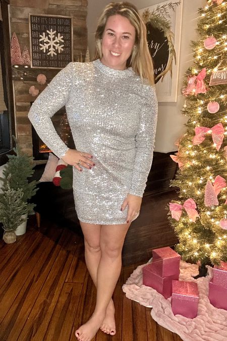 Holiday dress on sale 25% off plus an extra 15% with code CYBER15 

Holiday party outfit. Christmas party. Holiday party. Holiday out. Sparkly dress 

#LTKparties #LTKsalealert #LTKCyberWeek