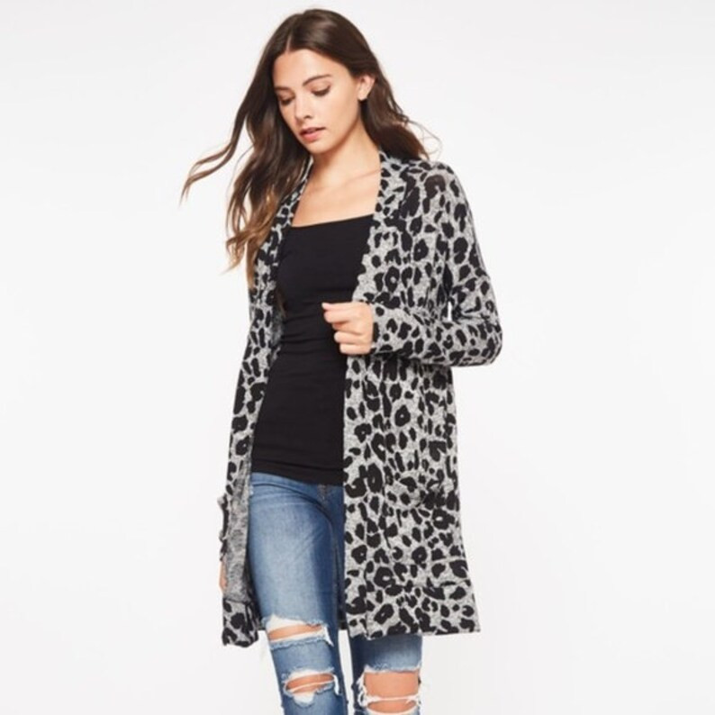 NEW Beeson River Leopard Animal Print Cardigan Sweater Wrap - Etsy | Etsy (US)