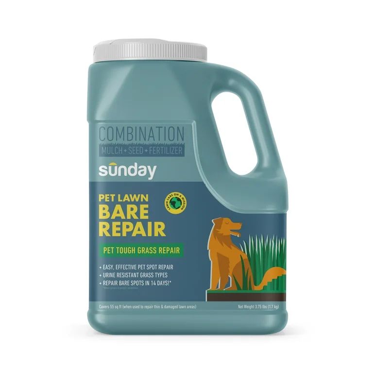 Sunday Bare Repair: Pet Lawn Grass Seed + Lawn Treatment, 3.75 lb, Sun & Shade | Walmart (US)
