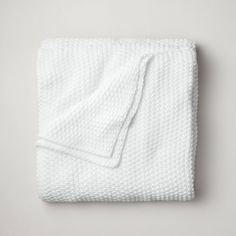 Full/Queen Chunky Knit Bed Blanket White - Casaluna | Target