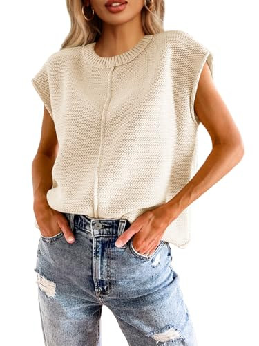 Saodimallsu Womens Summer Cap Sleeve Tops Cute Sweater Vest | Amazon (US)