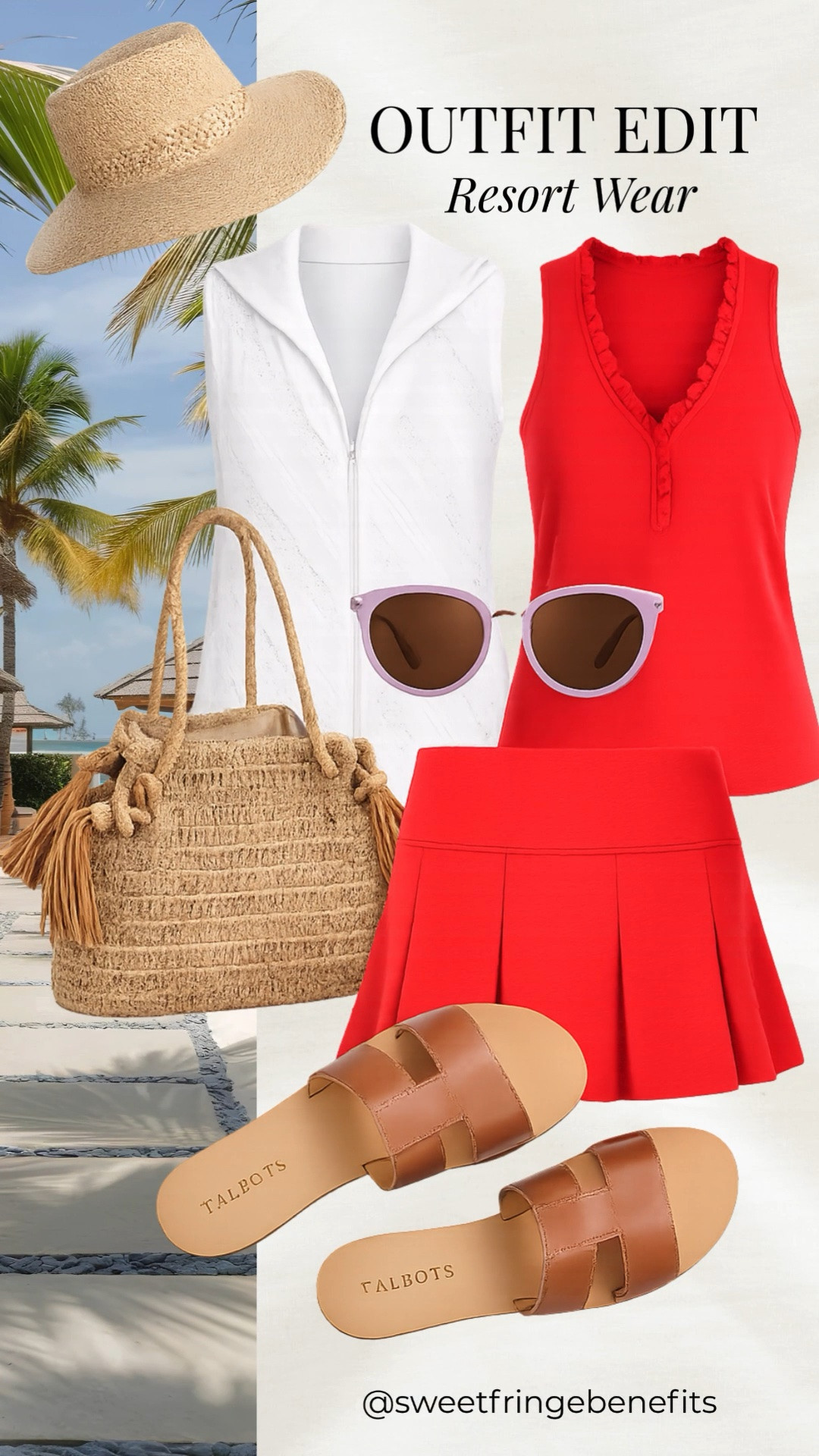 Ready for sunny days ahead! This vibrant red skort and ruffle tank make the perfect pair for everything from vacation to weekend outings. Add the white eyelet cover-up, woven tote, straw hat, and classic sandals for an effortless look you'll wear all summer long.

💡 LTK MADE EASY
❤️ Heart = Support my posts!
🔖 Save = Get sale & restock alerts
📋 Lists = Keep favorites organized
📲 Share = Send lists and products to a friend. Hello, Christmas List!
💬 Comment = Ask me anything about sizing or fit. :-)

#LTKootd #LTKOver40 #LTKSwim
