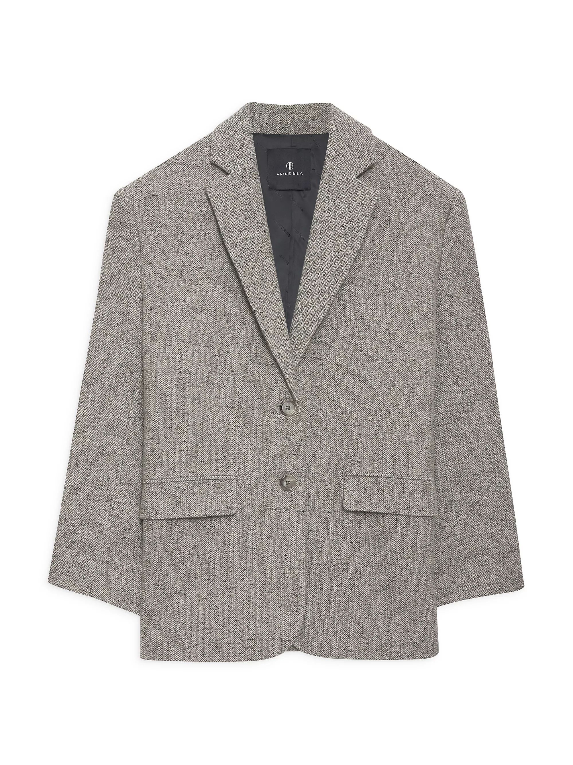 Quinn Herringbone Wool-Blend Single-Breasted Blazer | Saks Fifth Avenue