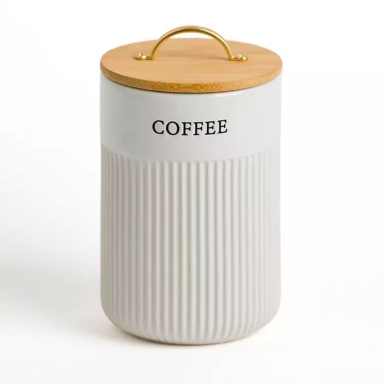 New! Coffee Ribbed Ceramic Canister | Kirkland's Home