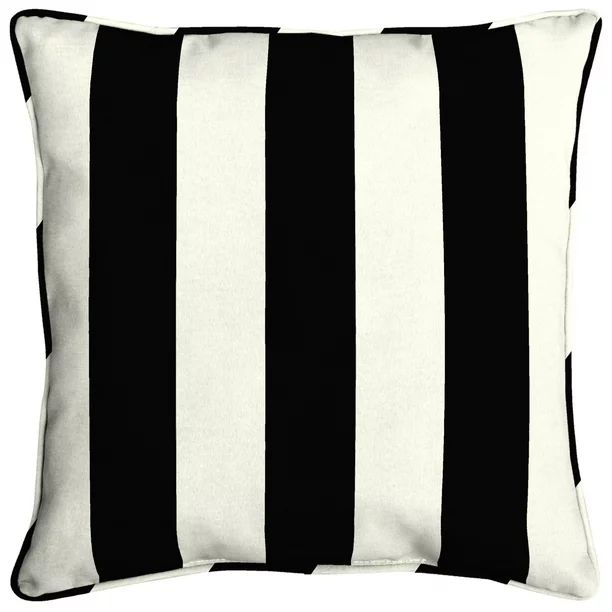 Better Homes & Gardens 20" x 20" Black Stripe Polyester Outdoor Throw Pillow (1 Piece) | Walmart (US)