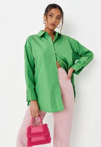 Missguided - Tall Green Extreme Oversized Shirt | Missguided (US & CA)