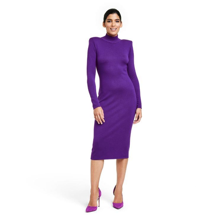 Women's Strong Shoulder Sweater Midi Dress - Sergio Hudson x Target Purple | Target