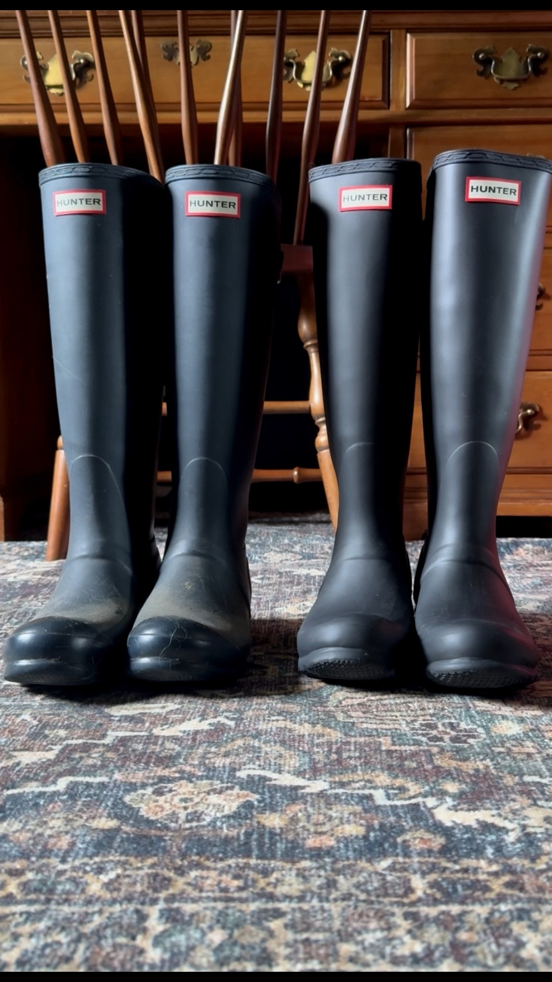 Retired my 2016 Hunter boots to the chicken coop years ago so I spoiled myself now that they’re trendy again with a new pair. Honestly my old ones are still in amazing shape but wearing chicken boots to the grocery store is just a little gross. 

ALSO the barn boots are navy and the new boots are black. Yes, they look like the exact same color

#LTKShoeCrush #LTKStyleTip #LTKSeasonal