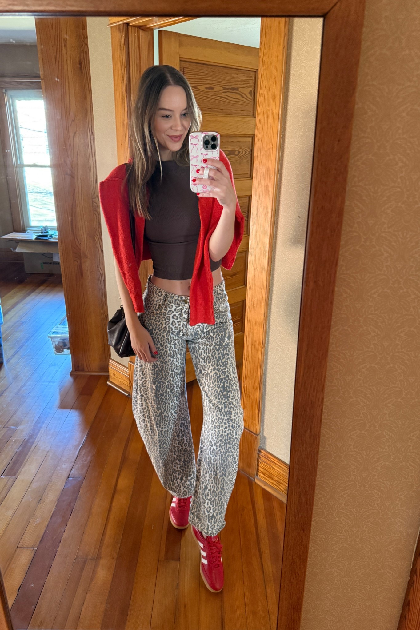 Valentines ootd, red sambas, leopard pants, revolve, galentines 

#LTKValentine #LTKgrwm #LTKootd