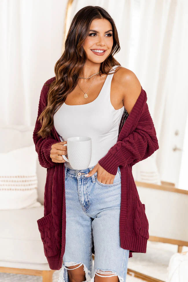Won't Change My Heart Burgundy Cardigan | Pink Lily