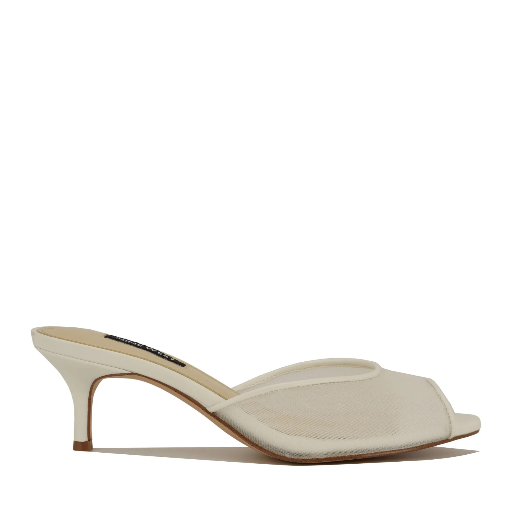 Women's Luvlie Heeled Slide Sandals - White Mesh | Nine West | Nine West (US)