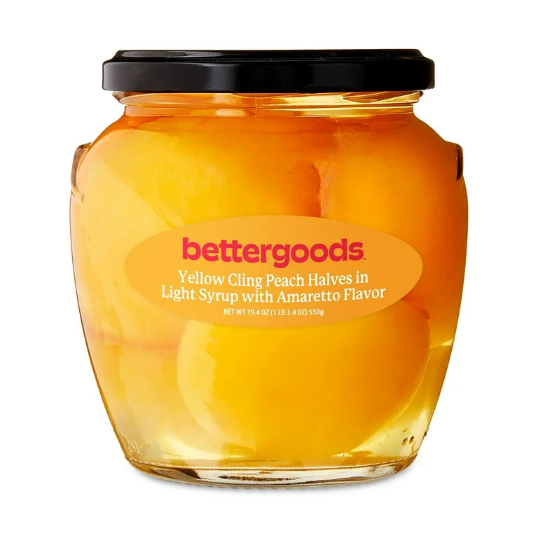 bettergoods Yellow Cling Peach Halves in Light Syrup with Amaretto Flavor, 20 oz | Walmart (US)