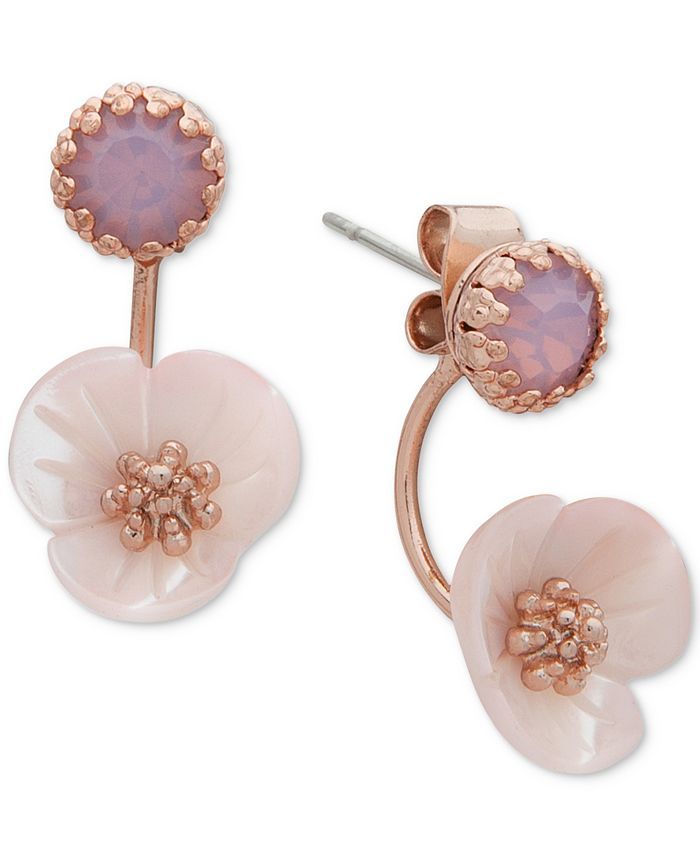 lonna & lilly Gold-Tone White Flower Front and Back Earrings & Reviews - Earrings - Jewelry & Wat... | Macys (US)