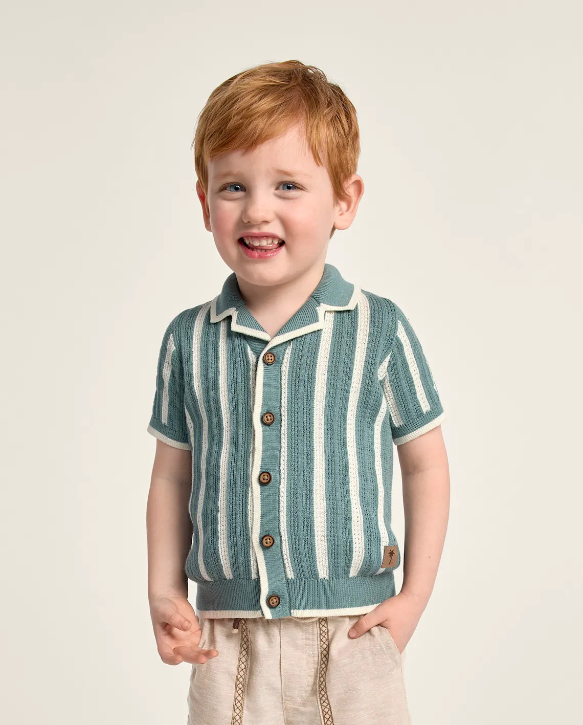 Boys Short Sleeve Striped Crochet Sweater Polo - Amalfi Coast - GREEN | Gymboree | Gymboree