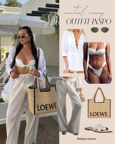 Neutral outfit, vacation outfit, spring outfit, summer outfit, bikini, beach outfit 

#LTKSeasonal #LTKShoeCrush #LTKSwim