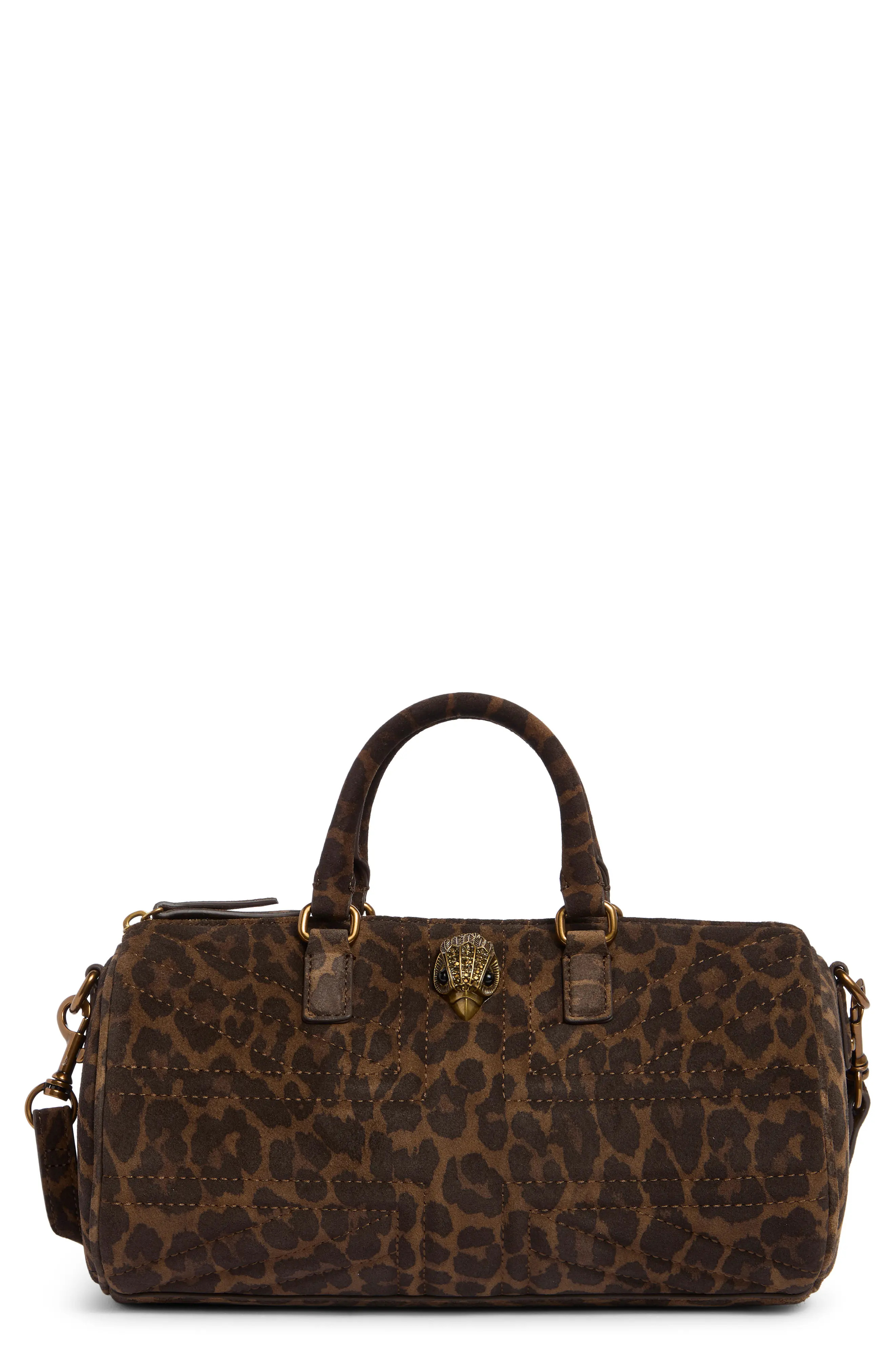 Kurt Geiger London Union Jack Leopard Print Suede Barrel Bag in Open Brown at Nordstrom Rack | Nordstrom Rack
