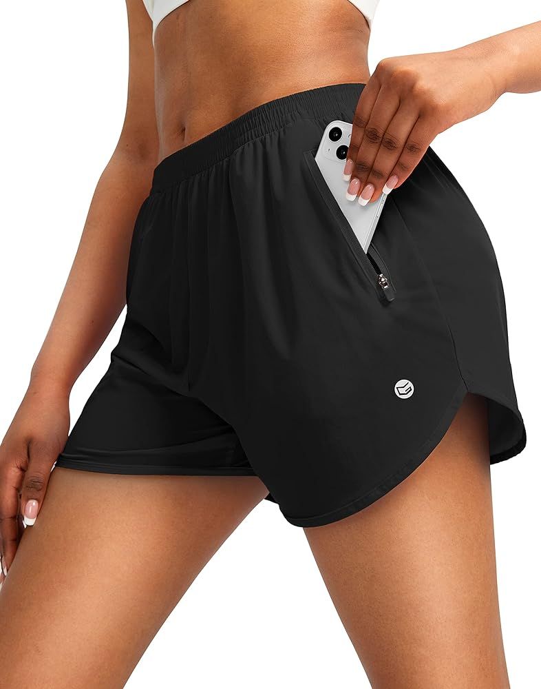 G Gradual Women's Running Shorts with Zipper Pockets Quick Dry Athletic Workout Gym 3" Shorts for... | Amazon (US)