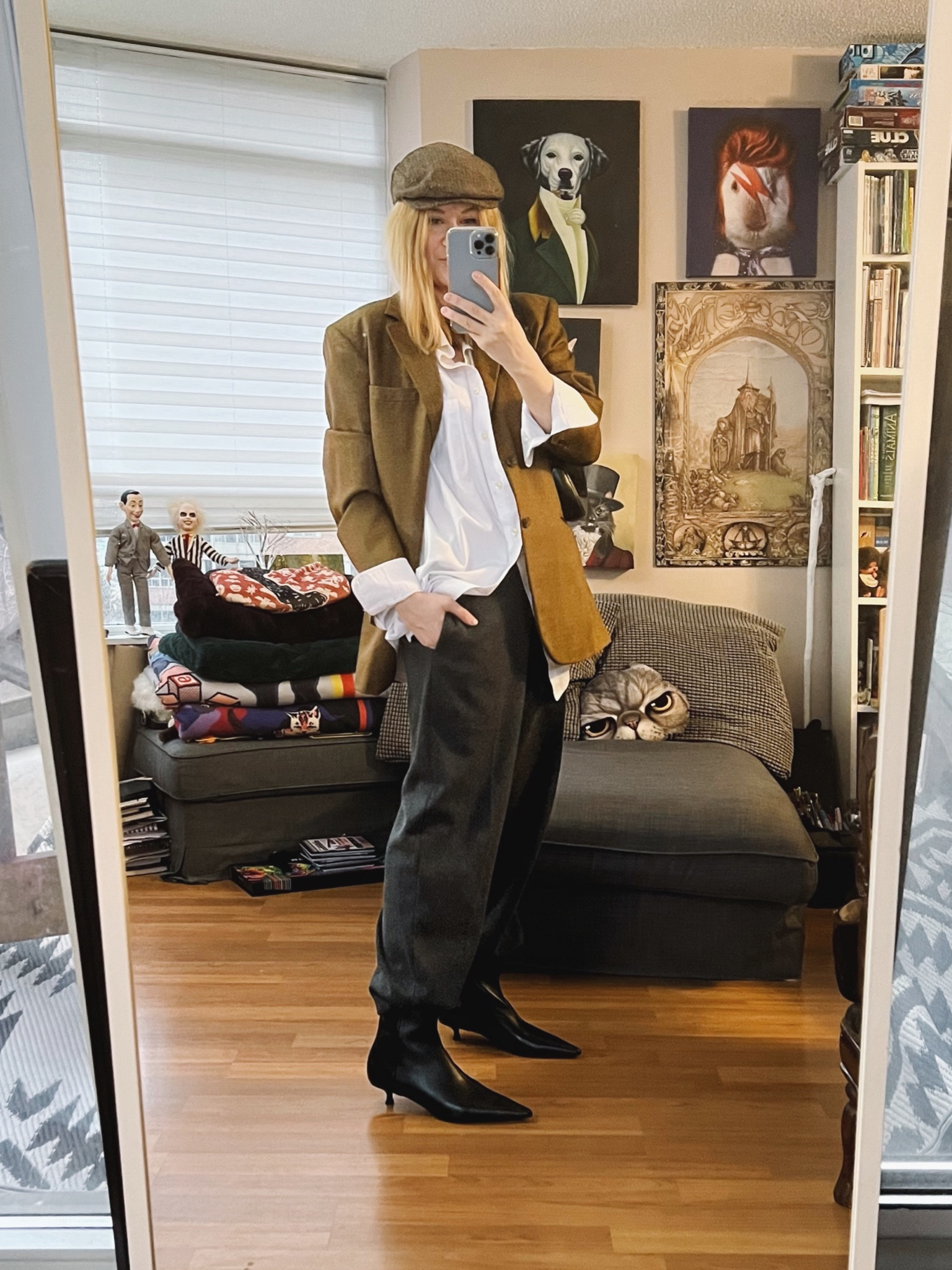 Men’s pants, blazer, button up, and hat. And a surprise visitor on the third slide. 🔪🔪🔪

•
.  #winterLook  #StyleOver40  #vintageGucci  #menswear  #menswearInspired  #secondhandFind #thriftFinds #FashionOver40  #MumStyle #genX #genXStyle #genXInfluencer #kittenHeels #thriftFind #WhoWhatWearing #genXblogger #secondhandDesigner #Over40Style #40PlusStyle #Stylish40s #styleTip  #HighStreetFashion #StyleIdeas


#LTKSeasonal #LTKstyletip #LTKshoecrush