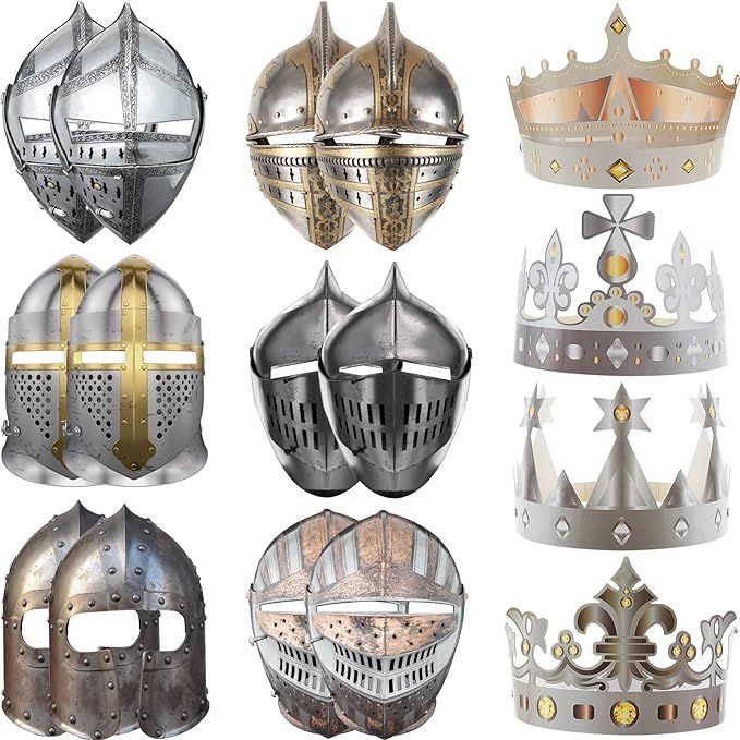 24 Pcs Medieval Party Decorations Knight Helmet Party Decorations Medieval Crown Knight Masks Cos... | Amazon (US)