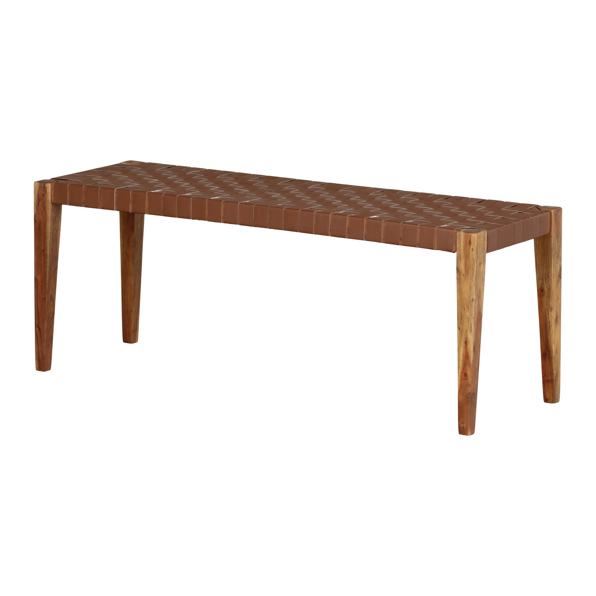 South Shore Balka, Bohemian Harmony Dining Table Woven Leather Bench,  Brown | Walmart (US)