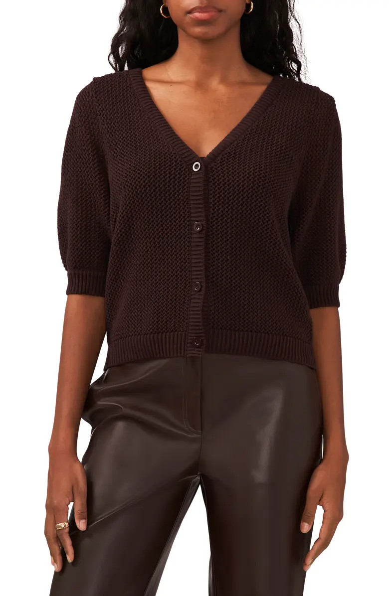Open Stitch Puff Sleeve Cardigan | Nordstrom