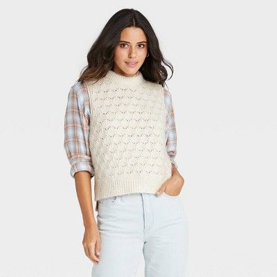 Women&#39;s Crewneck Sweater Vest - Universal Thread&#8482; Cream S | Target