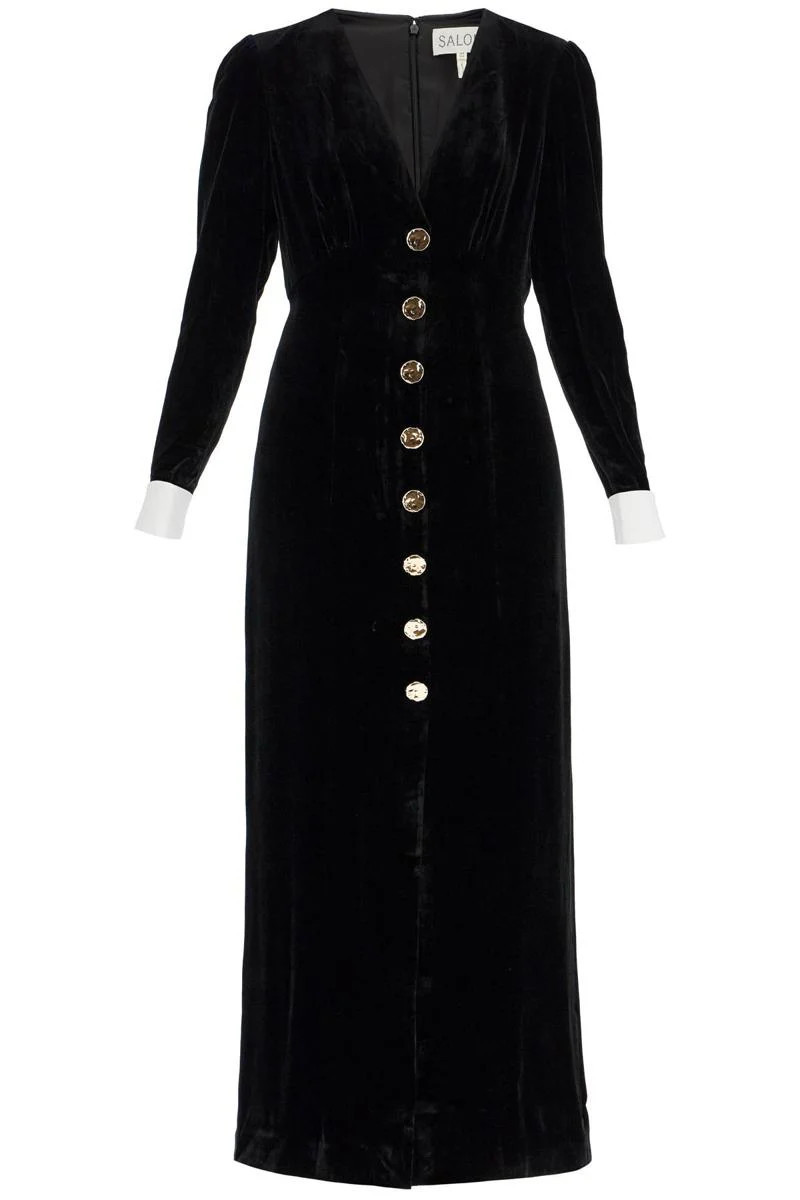 velvet dress with buttons | Baltini