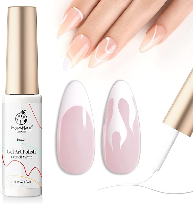 Beetles Gel Polish Swirl Nail Art Gel Liner - 1 pcs 7ml Classic White Color Gel Art Paint for Nai... | Amazon (US)