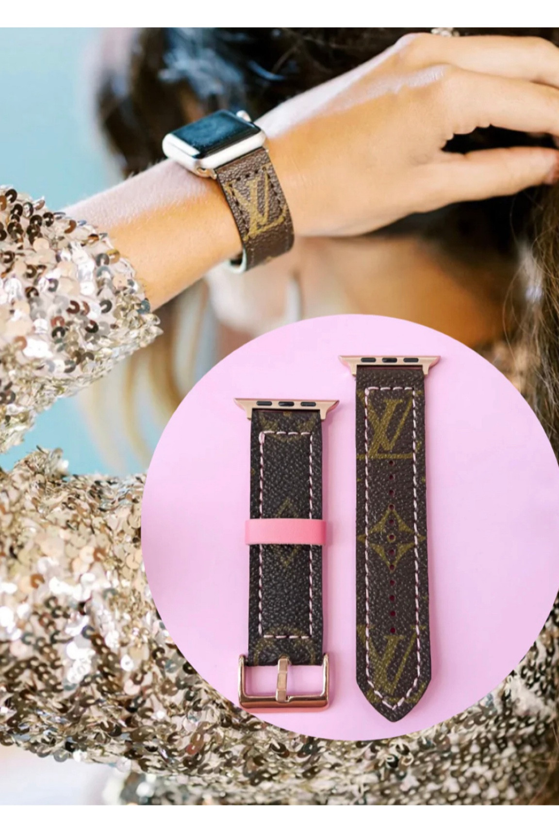 Pink Upcycled LV Apple Watch Band curated on LTK