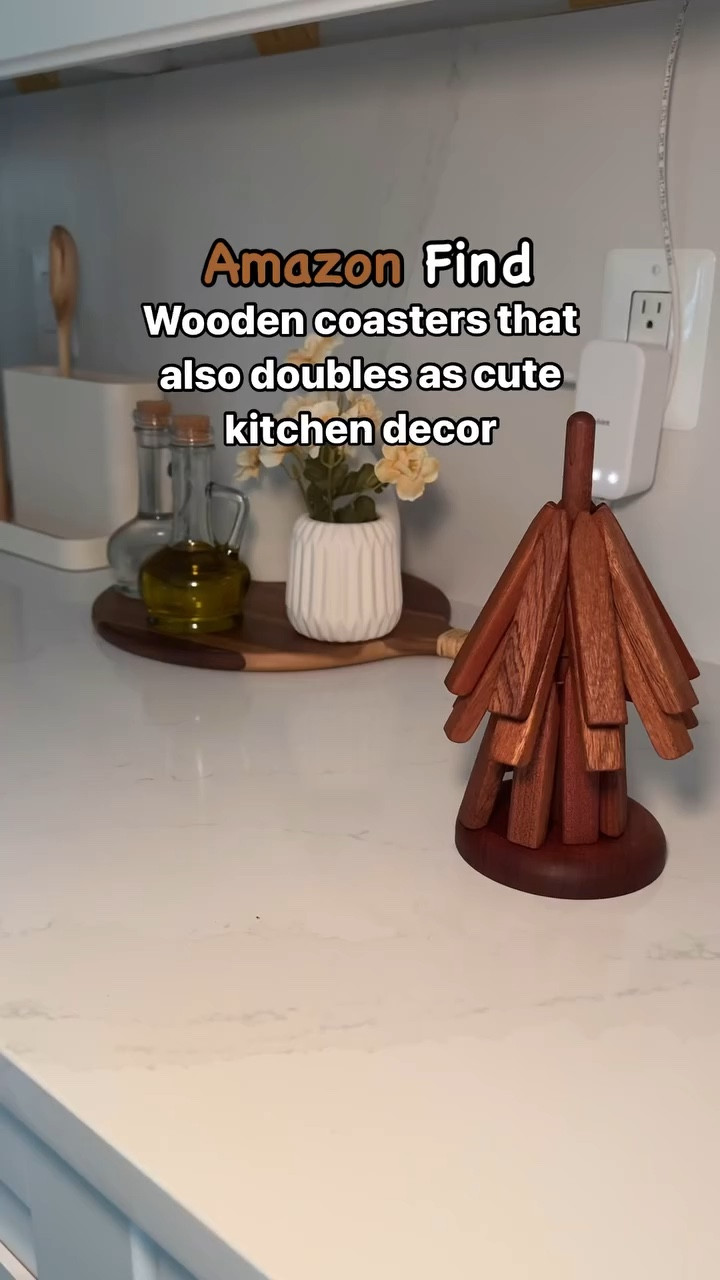 Wooden coasters that doubles as kitchen decor 

#LTKHome #LTKVideo #LTKxPrimeDay