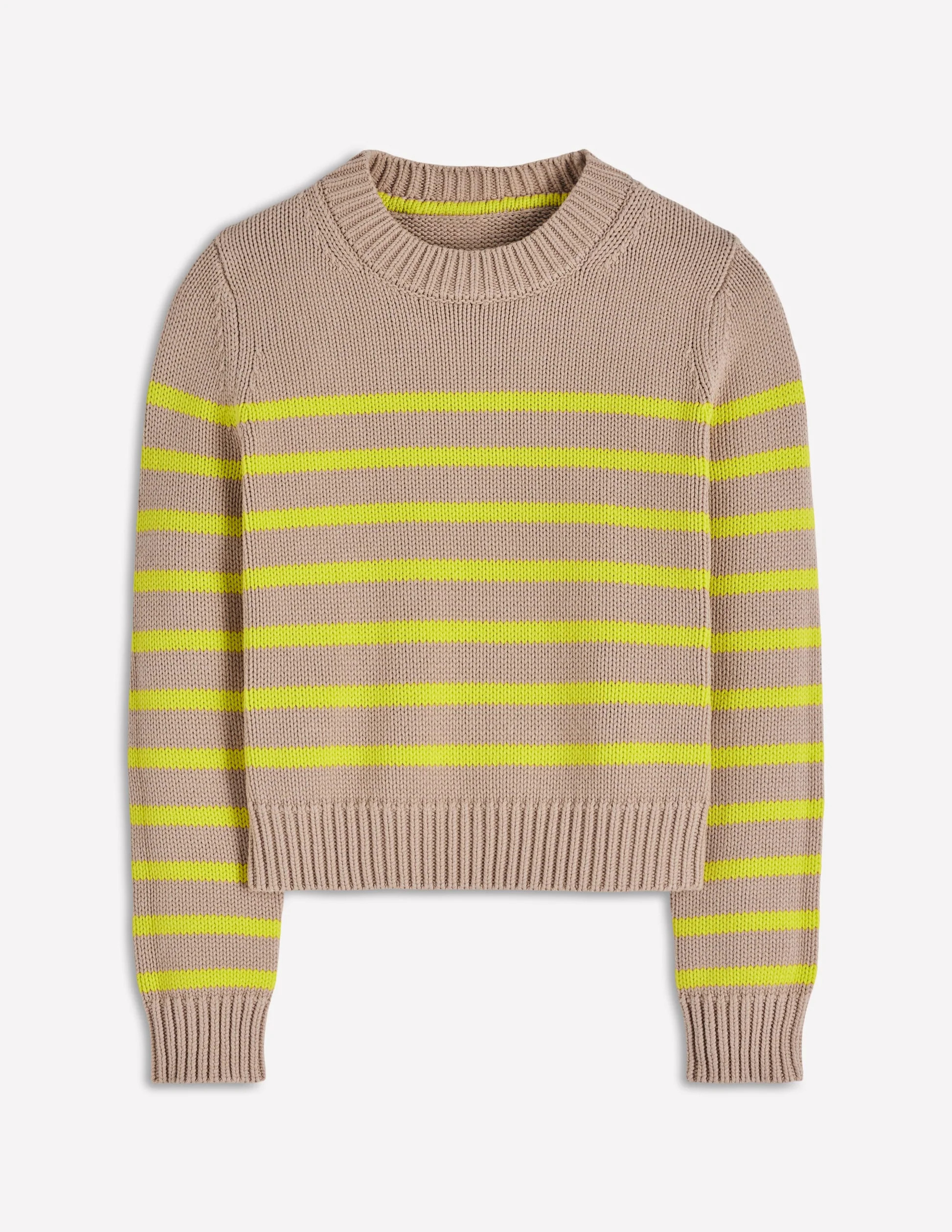 Lucy Chunky Cotton Sweater-Camel Melange, Neon Stripe | Boden (US)