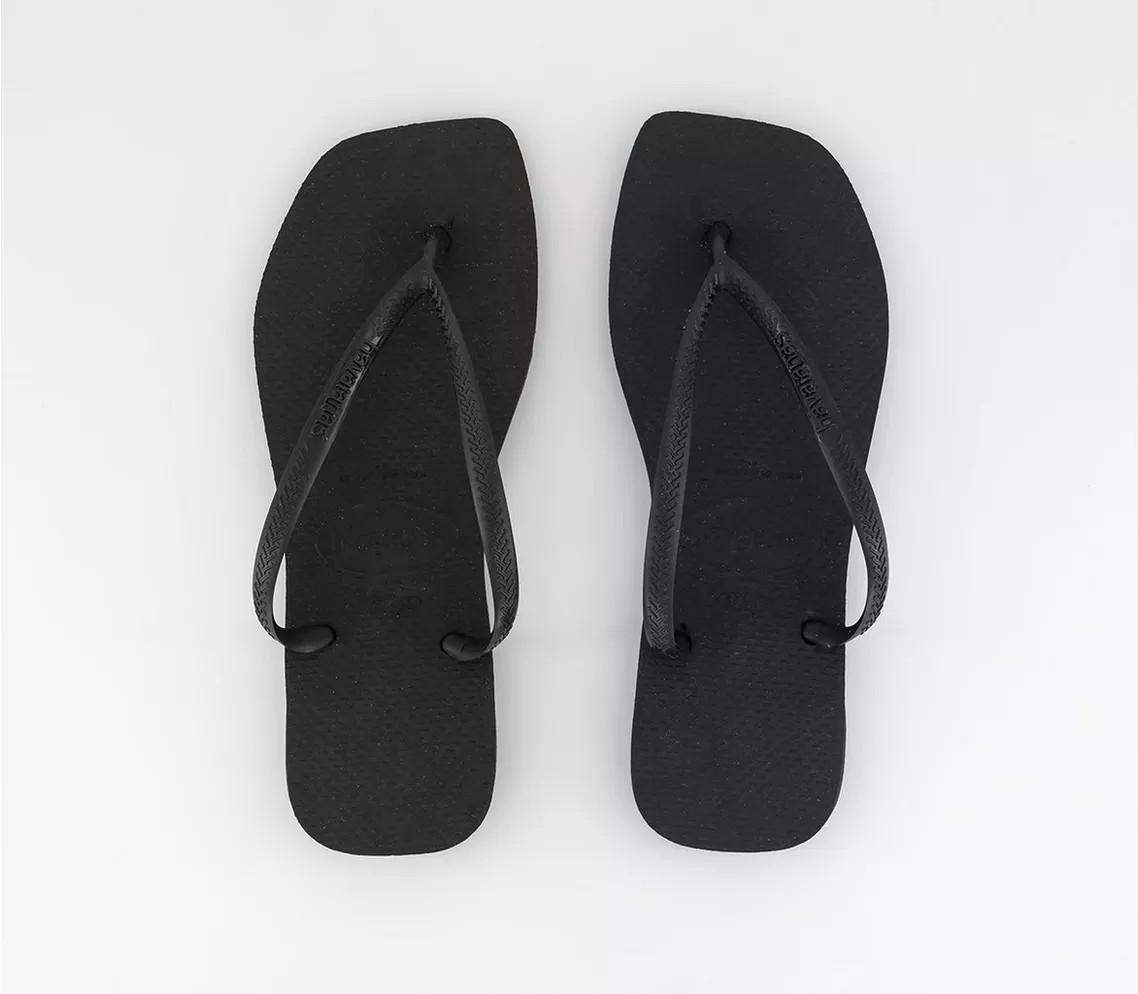 Havaianas Slim Square Flip Flops  Black - Holiday Shop | Office Shoes (UK)