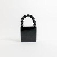 Black Beaded Mosaic Clutch Handcrafted Evening Bag With Chain | Etsy (US)