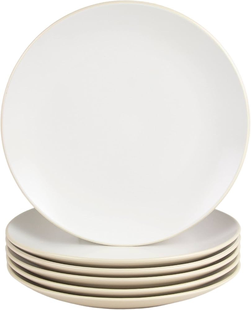 10 Strawberry Street Two Tone Coupe 10.5\u201d Dinner Plate Set Of 6, Tan/White | Amazon (US)