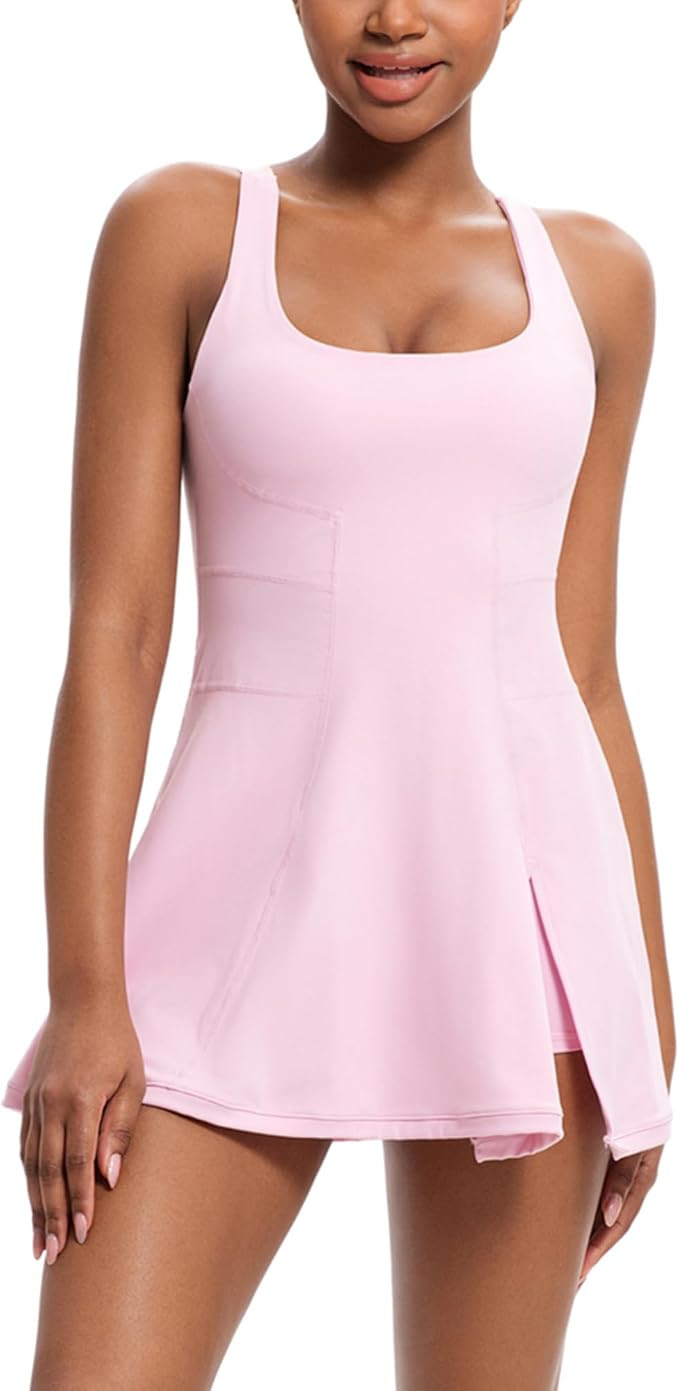 Womens Tennis Dress Built in Shorts Athletic Dress with Pockets for Golf Workout Active | Amazon (US)