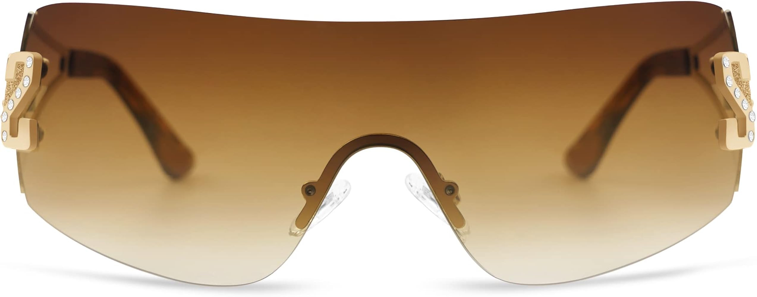 SOJOS Futuristic Rimless y2k Sunglasses for Women Oversized Trendy Shield Wrap Around Frameless S... | Amazon (US)