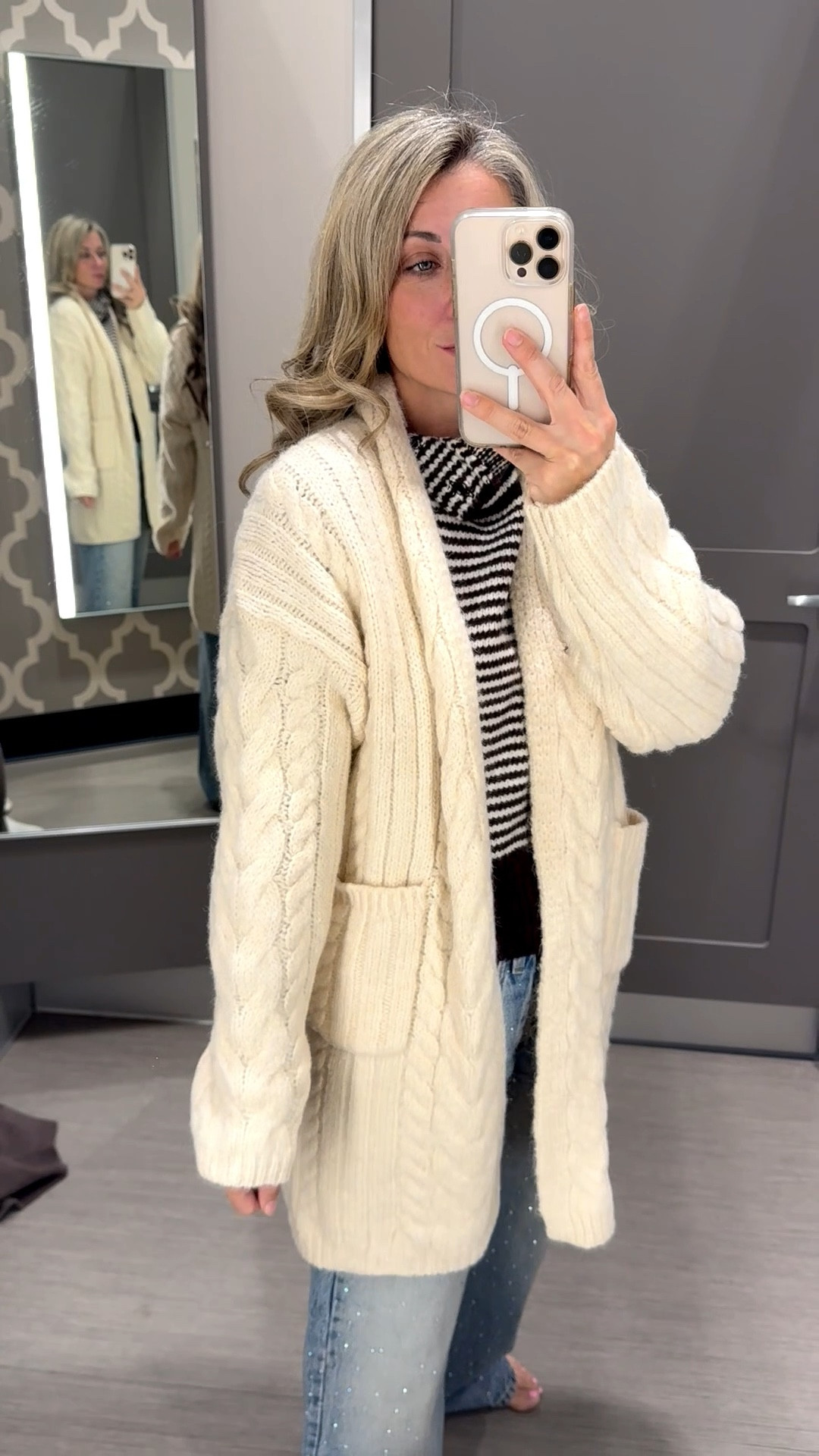 The coziest cable knit cardigan from A New Day Target is an absolute must have staple for this fall! It is freaking good y’all! Wearing an XS! My sweater and jeans aren’t online yet, but will update when they are! 

#LTKSeasonal #LTKPetite #LTKOver40